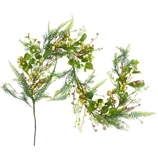 Northlight Seasonal Berry & Crabapple Fern Foliage Spring Garland