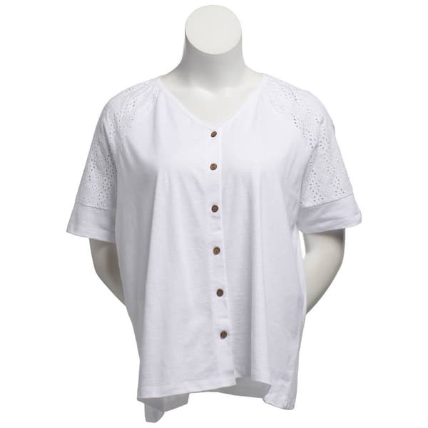 Plus Size Erika Jobina Eyelet Sleeve Tee - image 