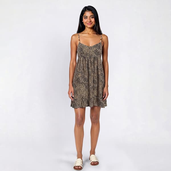 Juniors Derek Heart Bead Strap Babydoll Skater Dress - Beige