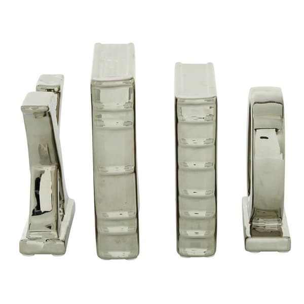 9th & Pike&#174; Silver Ceramic Bookend Sculptures - Set of 4