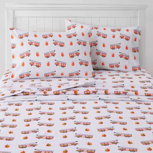 Sweet Home Collection Kids Fun & Colorful Fire Engine Sheet Set