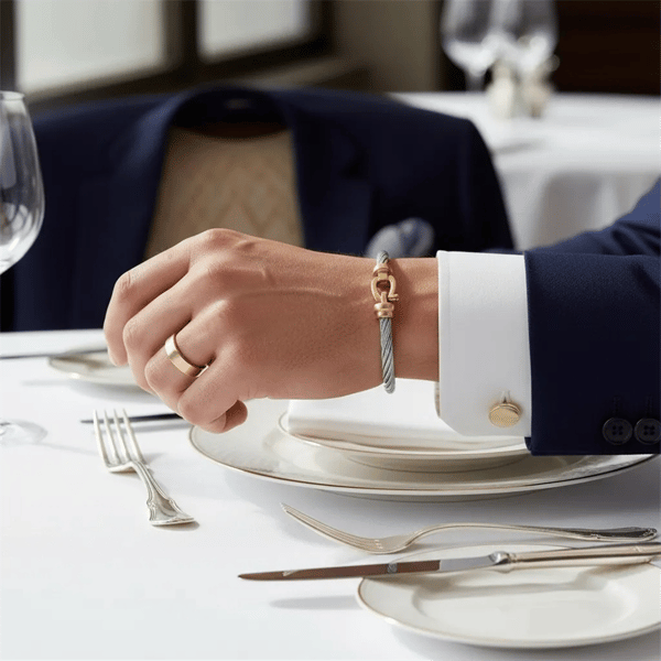 Mens Iron Saints Golden Accent Cable Cuff Bracelet