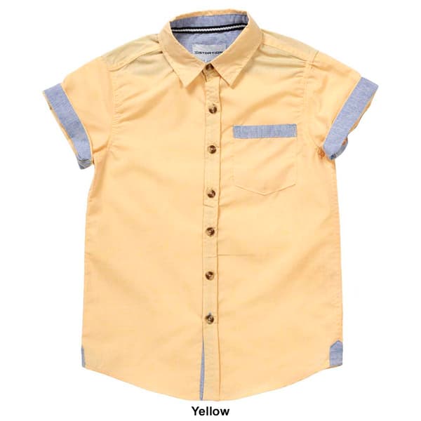 Boys &#40;4-7&#41; Distortion Solid Short Sleeve Button Down