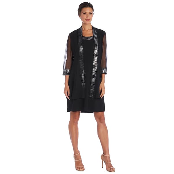 Petite R&M Richards Chevron Metallic Jacket Dress - image 