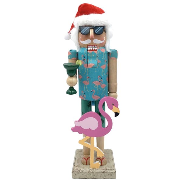 Santa''s Workshop 14in. Flamingo Claus Nutcracker - image 