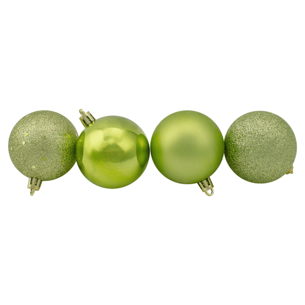 Northlight 24ct. Kiwi Green 4-Finish Christmas Ball Ornaments