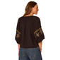 Womens Democracy 3/4 Bubble Sleeve Tie Neck Blouse - image 2