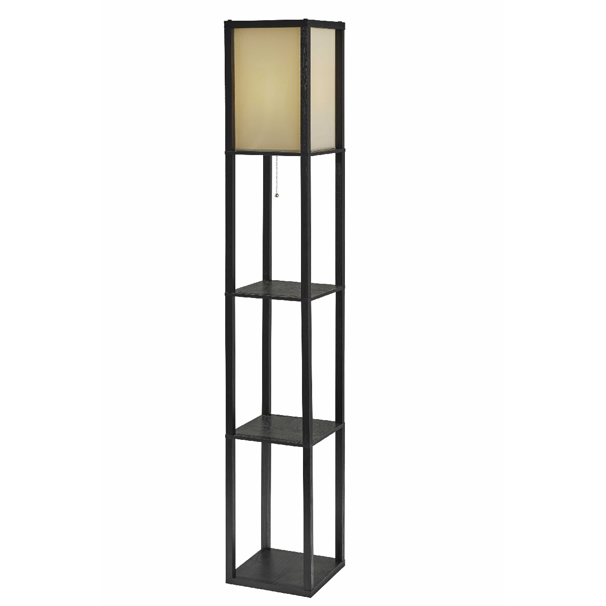 HomeRoots 63in. Black & White Solid Wood Column Floor Lamp