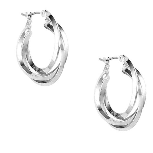 Anne Klein Silver-Tone 3 Ring Hoop Earrings - image 