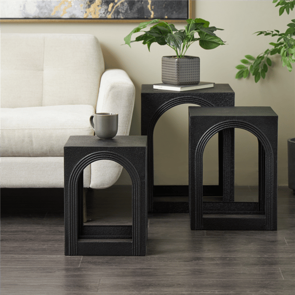 9th & Pike® Modern Black Metal Accent Table Set