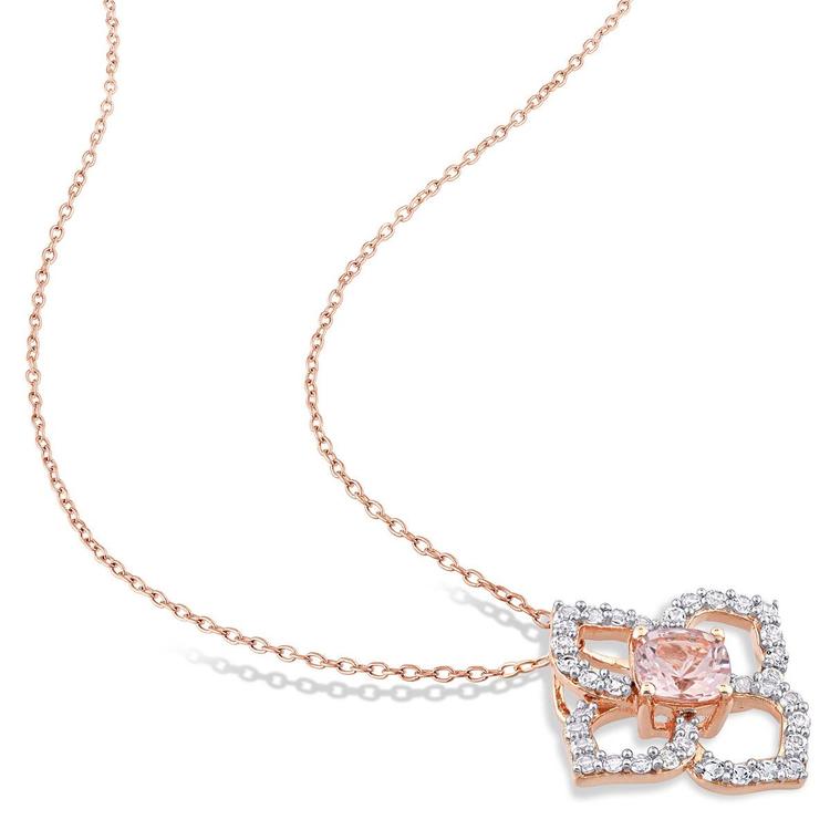 Gemstone Classics™ 18kt. Rose Gold Topaz Floral Pendant