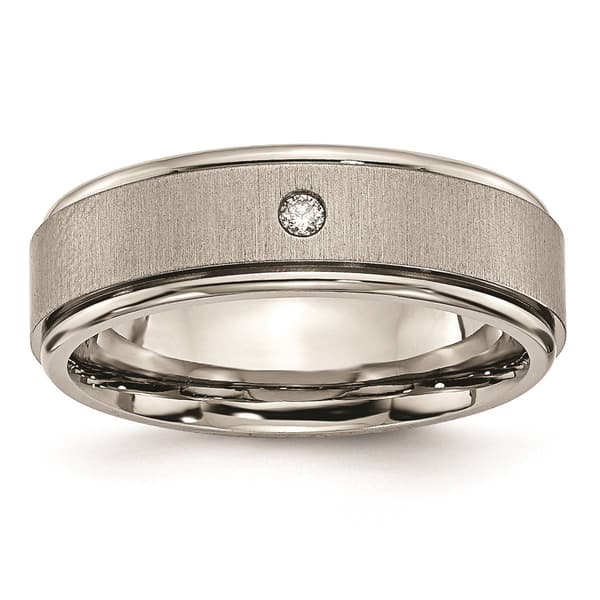 Mens Gentlemens Classics&#40;tm&#41; Titanium Rounded Edge Diamond Band - image 
