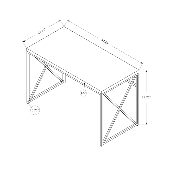 Monarch Specialties 48in. White Modern Computer Desk