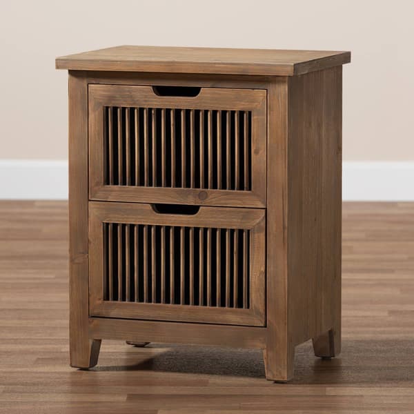 Baxton Studio Clement 2 Drawer Wood Spindle Nightstand