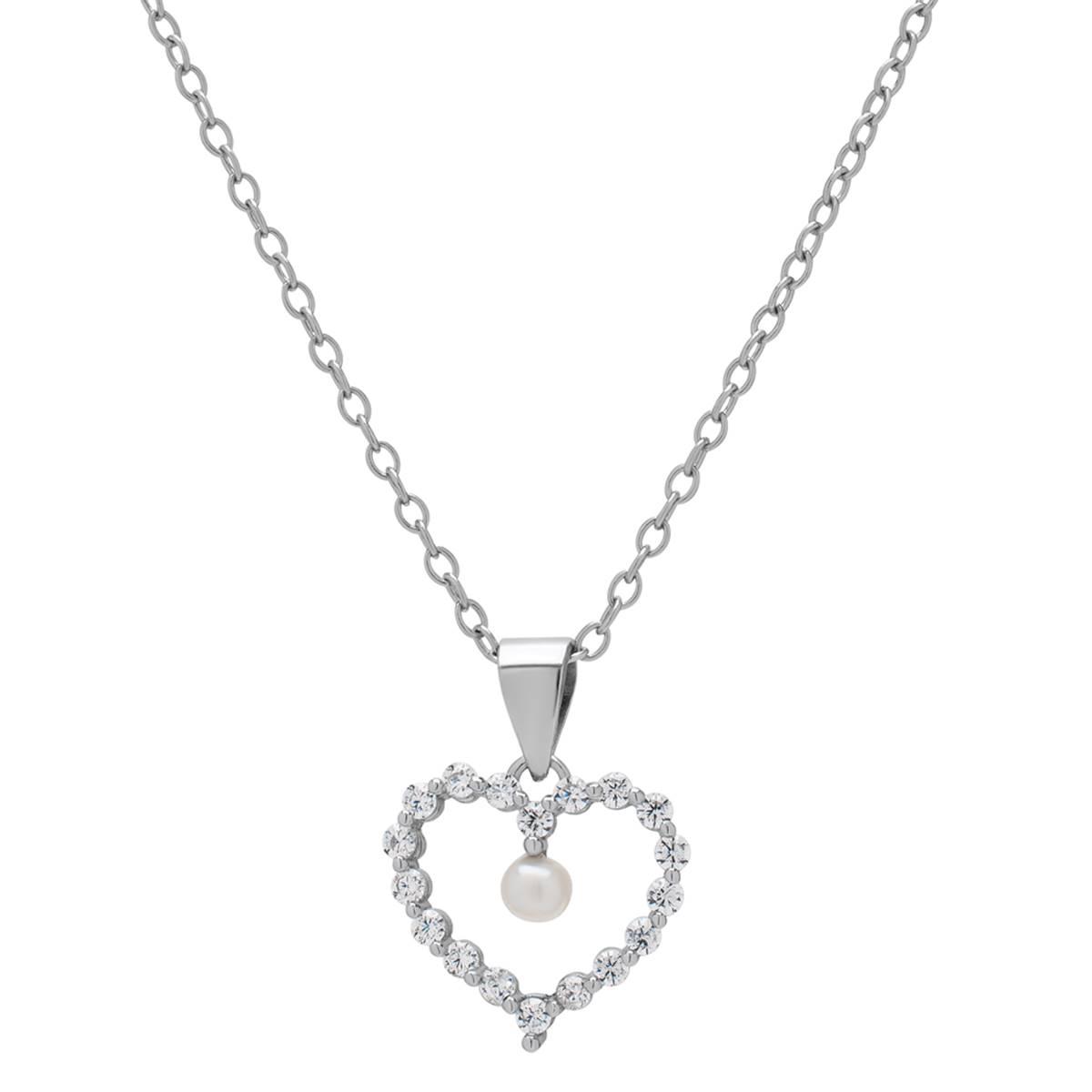 Sterling Silver Pearl Heart Pendant