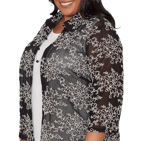 Plus Size Alfred Dunner Detail Driven Two In One Mesh Blouse
