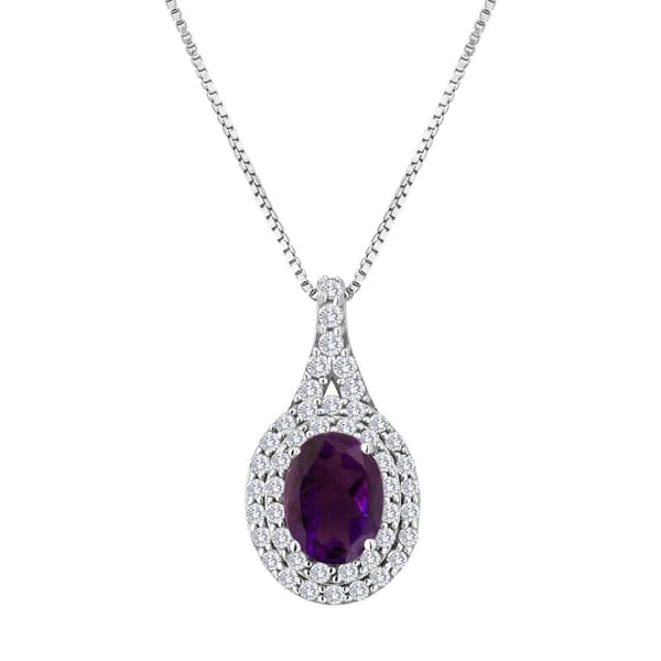 Gemstone Classics&#40;tm&#41; Sterling Silver Sapphire & Amethyst Pendant - image 