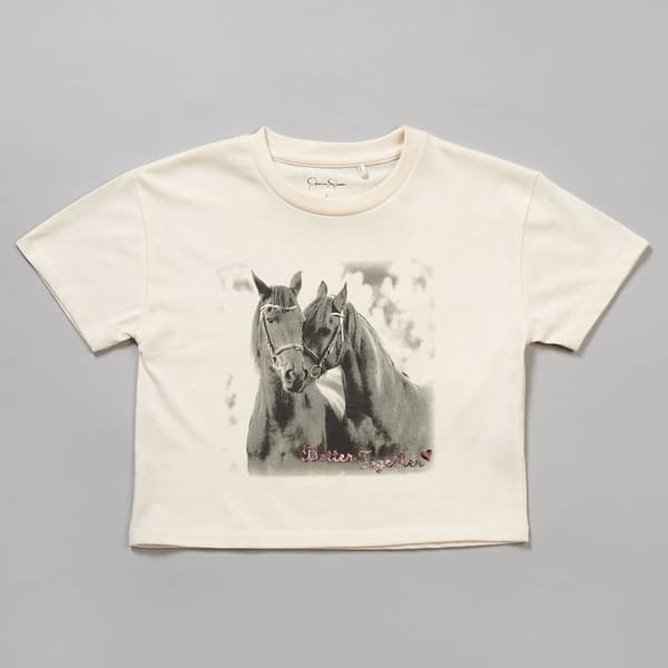Girls &#40;7-16&#41; Jessica Simpson Short Sleeve Boxy Horse Tee - image 