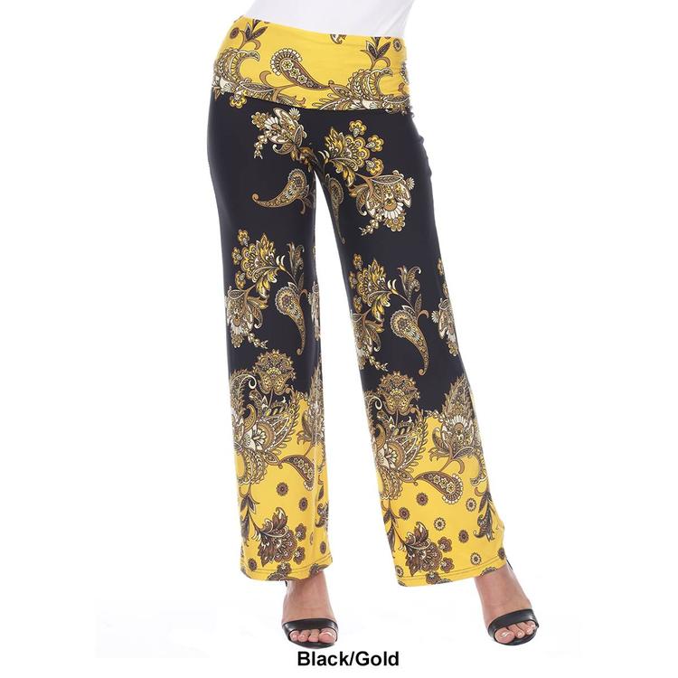 Plus Size White Mark Floral Paisley Print Palazzo Pants