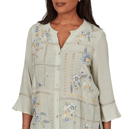 Womens Alfred Dunner Indigo Girls Floral Embroidery Blouse