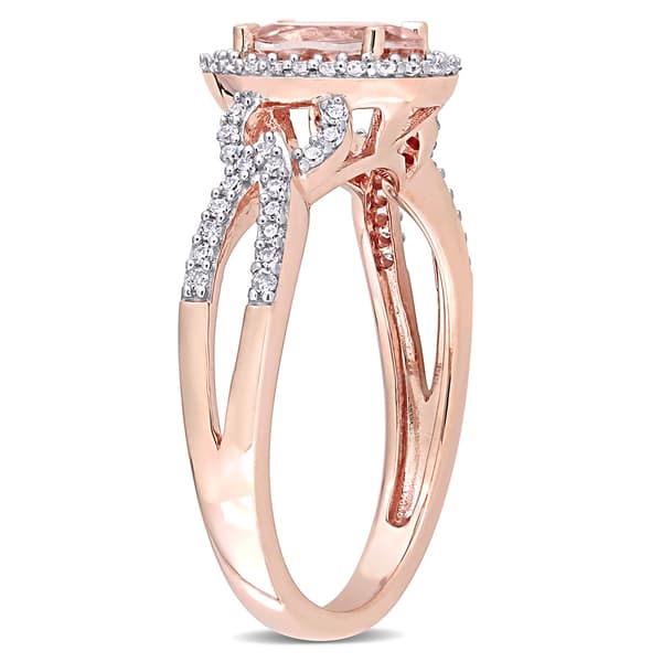 Gemstones Classics™ 14kt. Rose Gold Morganite Halo Twist Ring