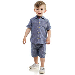 Baby Boy &#40;12-24M&#41; Nautica Woven Button Top & Shorts Set
