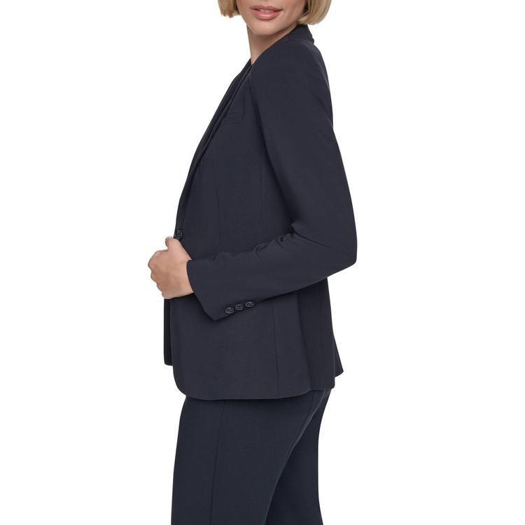 Womens DKNY Long Sleeve Solid One Button Blazer - Navy