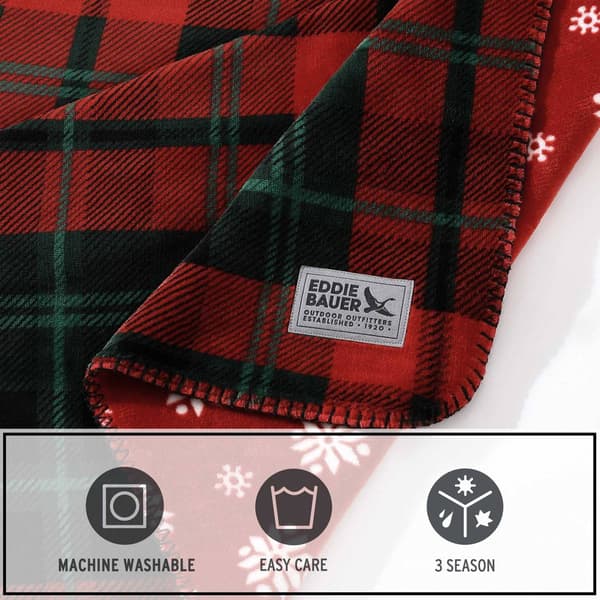 Eddie Bauer Trailhead Plaid Snowflake Reversible Throw
