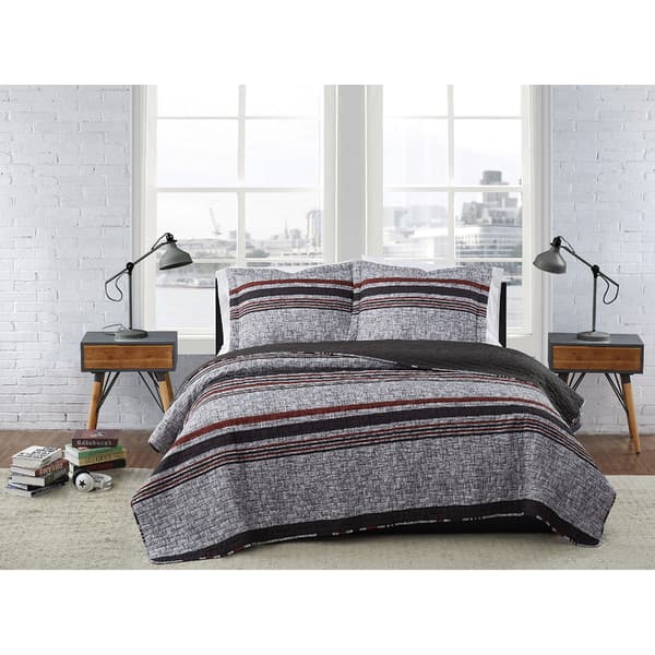 London Fog Warren Stripe Quilt Set - image 