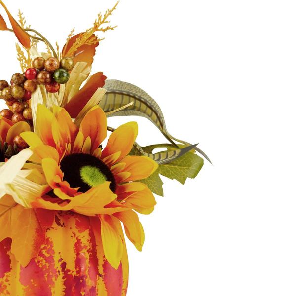 Northlight Seasonal 12in. Autumn Harvest Floral Pumpkin Décor