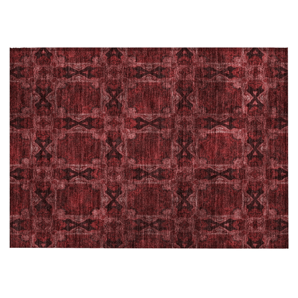 HomeRoots Burgundy & Black Floral Medallion Non Skid Accent Rug