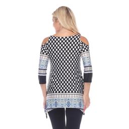 Womens White Mark 3/4 Sleeve Cold Shoulder Tunic