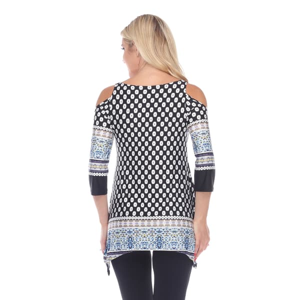 Womens White Mark 3/4 Sleeve Cold Shoulder Tunic