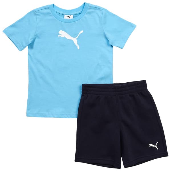 Boys (4-7) Puma 2Pc Tee & Fleece Short Set - Vibrant Blue - image 