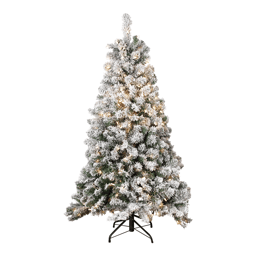 Northlight 4.5ft. Pre-Lit Flocked Winema Pine Christmas Tree
