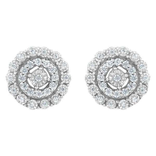 Haus of Brilliance 10kt. White Gold 1/2ctw. Halo Diamond Earrings - image 