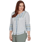 Womens Alfred Dunner Provence 3/4 Sleeve Embroidered Blouse - image 3