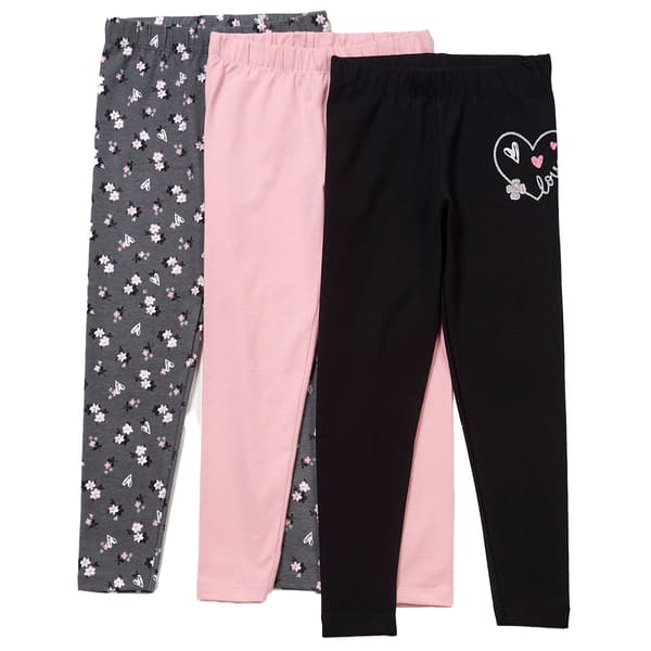 Girls &#40;4-6x&#41; Star Ride&#40;R&#41; 3pk. Ditsy/Solid/Love Heart Leggings - image 