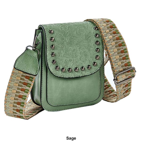 Sam & Hadley Guitar Strap Embossed Studded Crossbody