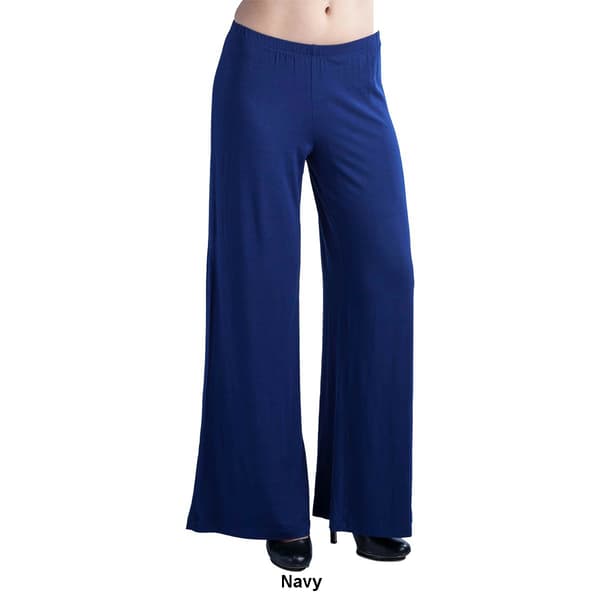 Womens 24/7 Comfort Apparel Elastic Waist Flare Leg Palazzo Pants