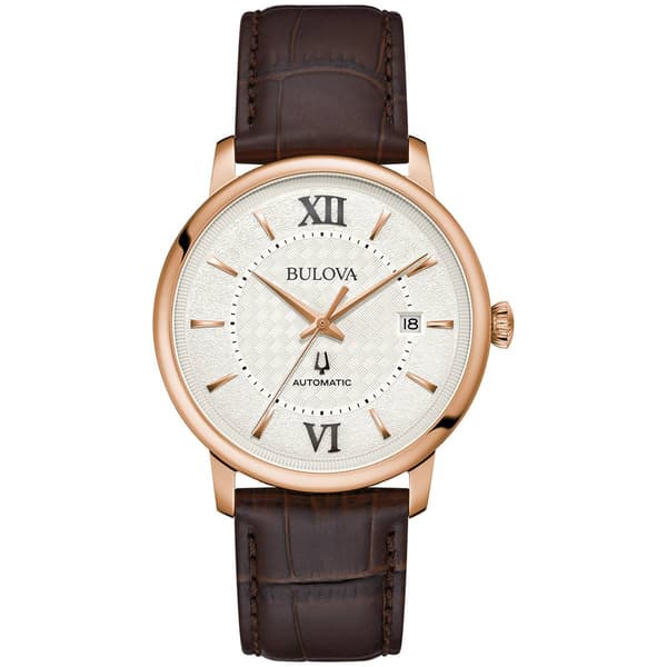 Mens Bulova Hudson Brown Strap Watch - 97B225 - image 