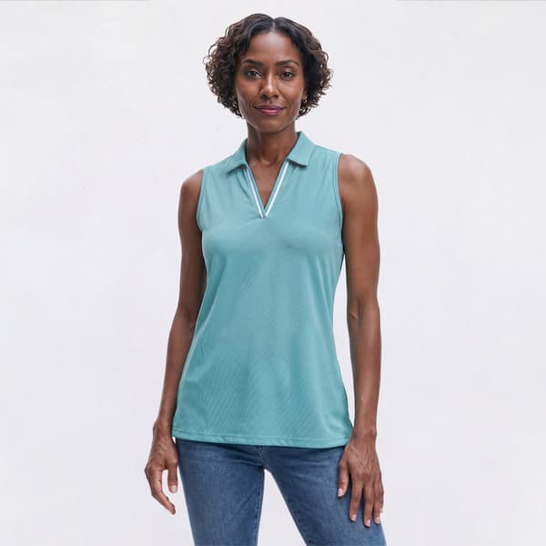 Womens Court Haley Basic Sleeveless Solid Polo w/Sun Protection - image 