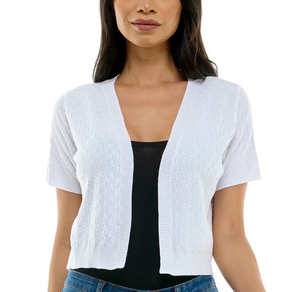 Womens Nina Leonard Short Sleeve Box Knit Bolero Shrug - image 