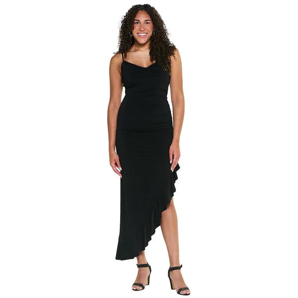 Juniors Emerald Sundae Ity Drape Neck Ruffle Hem Maxi Dress - image 