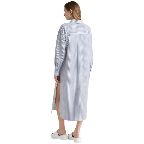 Womens NVLT Long Sleeve Stripe Cover Up Shirtdress