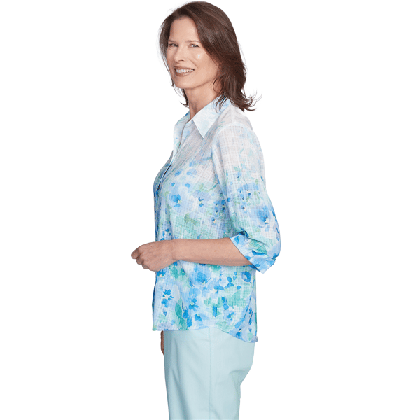 Petite Alfred Dunner St. Thomas Floral Border Button Down
