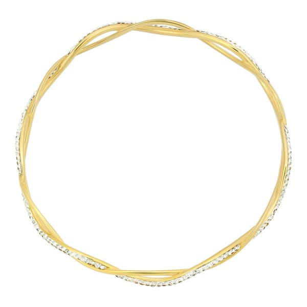 Gold Over Sterling Silver Twist Crystal Bangle Bracelet