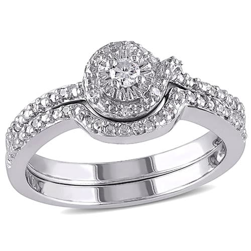 Loveblooms™ Sterling Silver Diamond Bridal Ring Set