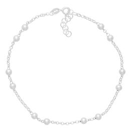 Marsala Sterling Silver Round Beaded Anklet