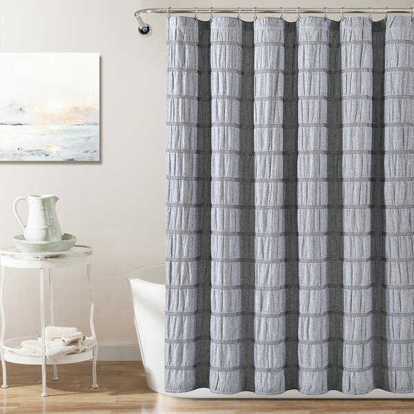 Lush Decor(R) Waffle Stripe Woven Cotton Shower Curtain - image 